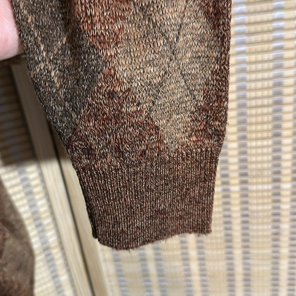 Vintage 1970s? Shades of Brown Faded Plaid Sweater Preppy Collegiate No Tags - Picture 9 of 16